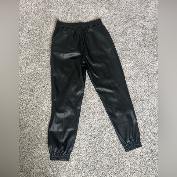 Zara Faux Leather Black No Zip/tie Pull-up Joggers With Side Pockets In Size S - Picture 8 of 8